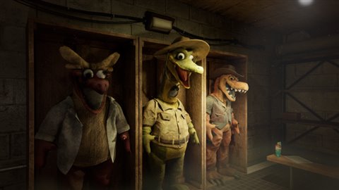 Schrank mit Maskottchenkostümen
